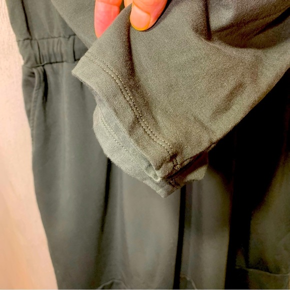 Tristan Long Sleeve Dress Modal Cotton Deep Green Jersey Sz L Pocket Ruffle Hem - Picture 5 of 15